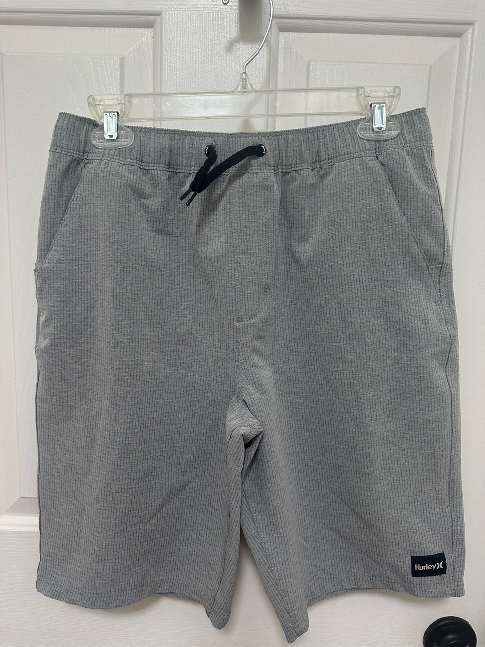 0197‎ Hurley Light Gray Ribbed Drawstring Shorts boys XL